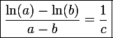 \large \boxed{\frac{\ln(a)-\ln(b)}{a-b}=\frac{1}{c}}